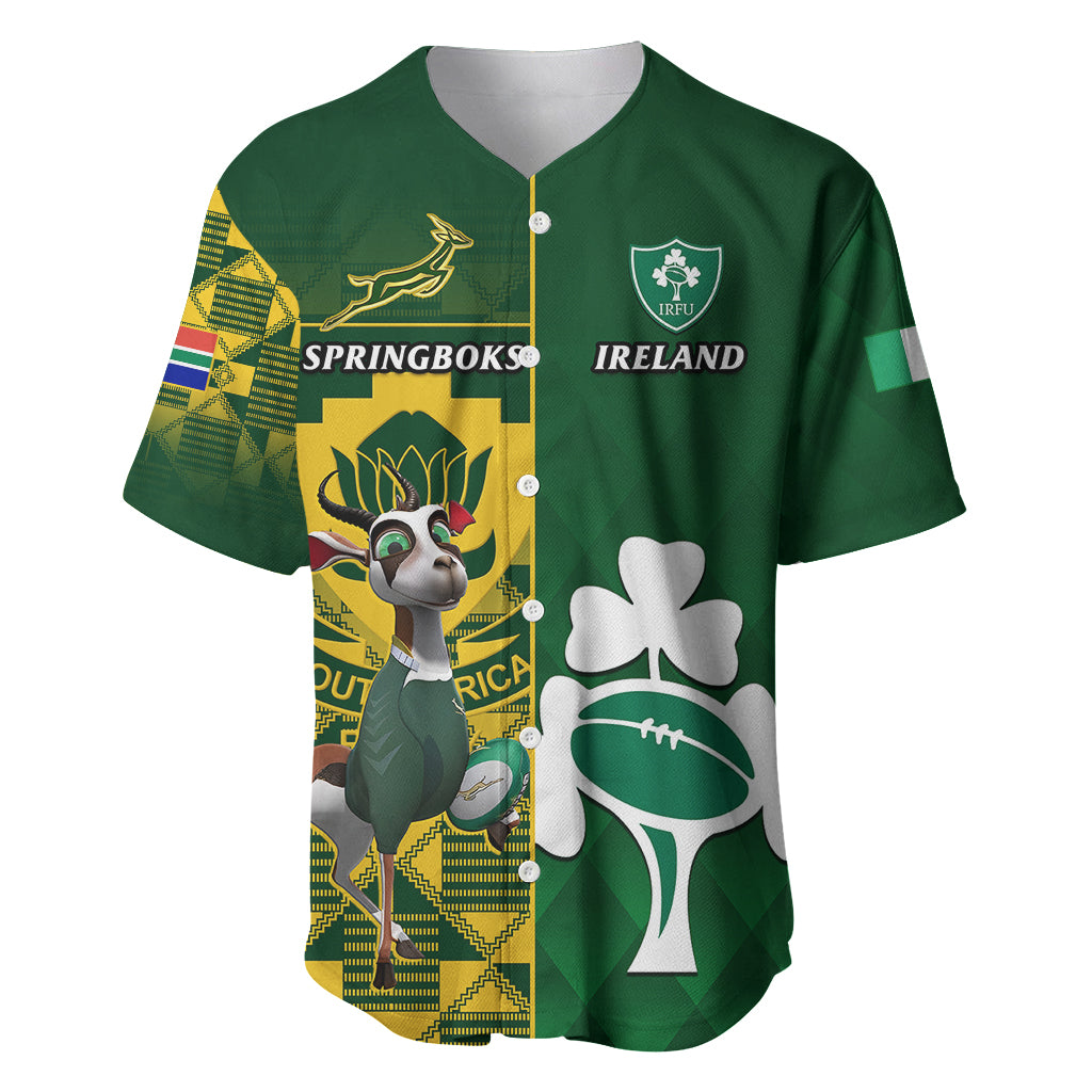 South Africa And Ireland Rugby Baseball Jersey 2023 World Cup Springboks Shamrocks Together - Wonder Print Shop