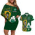 Custom South Africa And Ireland Rugby Couples Matching Off Shoulder Short Dress and Hawaiian Shirt 2023 World Cup Springboks Shamrocks Together - Wonder Print Shop