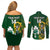 Custom South Africa And Ireland Rugby Couples Matching Off Shoulder Short Dress and Long Sleeve Button Shirts 2023 World Cup Springboks Shamrocks Together - Wonder Print Shop