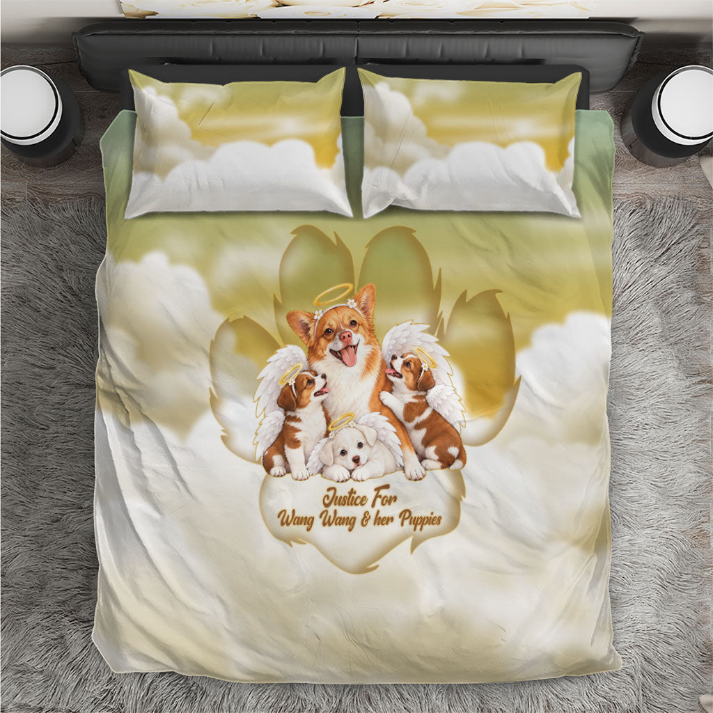 Justice For Wang Wang Bedding Set Mother Dog Puppies Rest In Peace