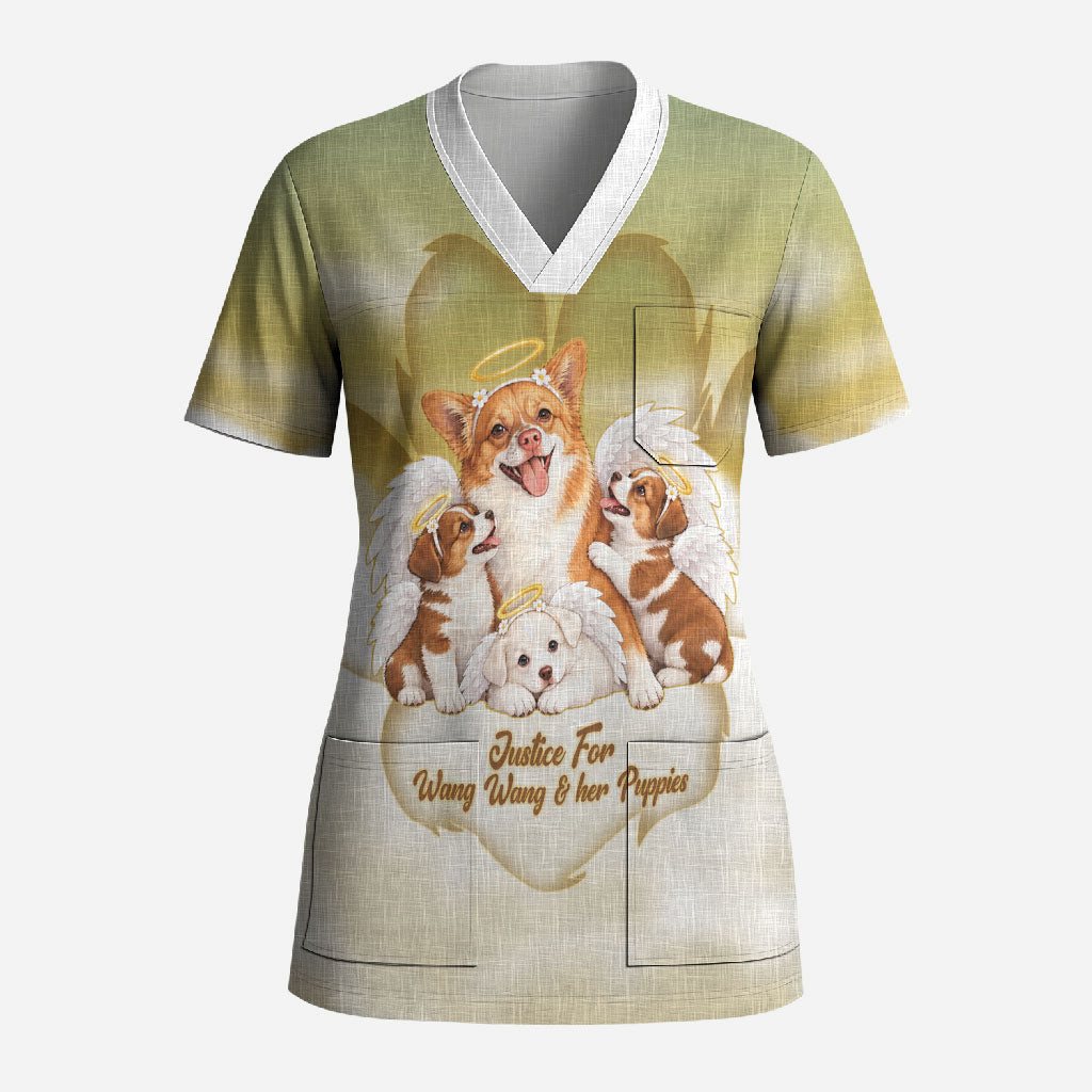 Justice For Wang Wang Scrub Top Mother Dog Puppies Rest In Peace