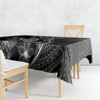 Black Polynesian tablecloth featuring white shark and geometric tribal motifs