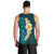 Turquosie Polynesia Men Tank Top Plumeria Tropical Leaves With Galaxy Polynesian Art - Wonder Print Shop