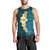 Turquosie Polynesia Men Tank Top Plumeria Tropical Leaves With Galaxy Polynesian Art - Wonder Print Shop