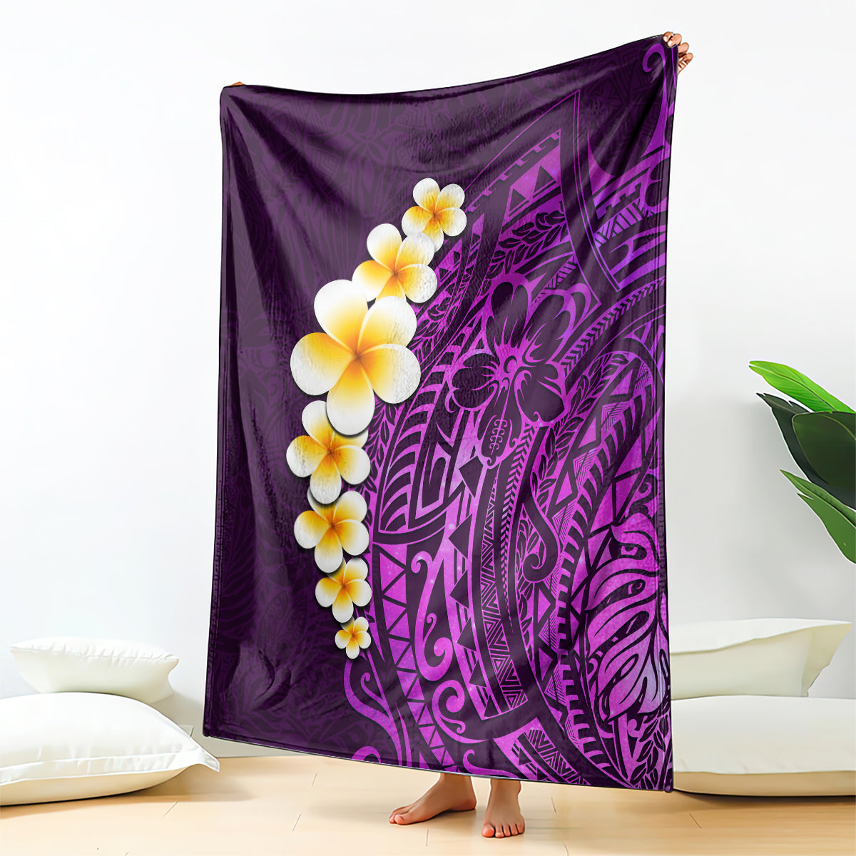 purple-tropical-plumeria-with-galaxy-polynesian-art-blanket