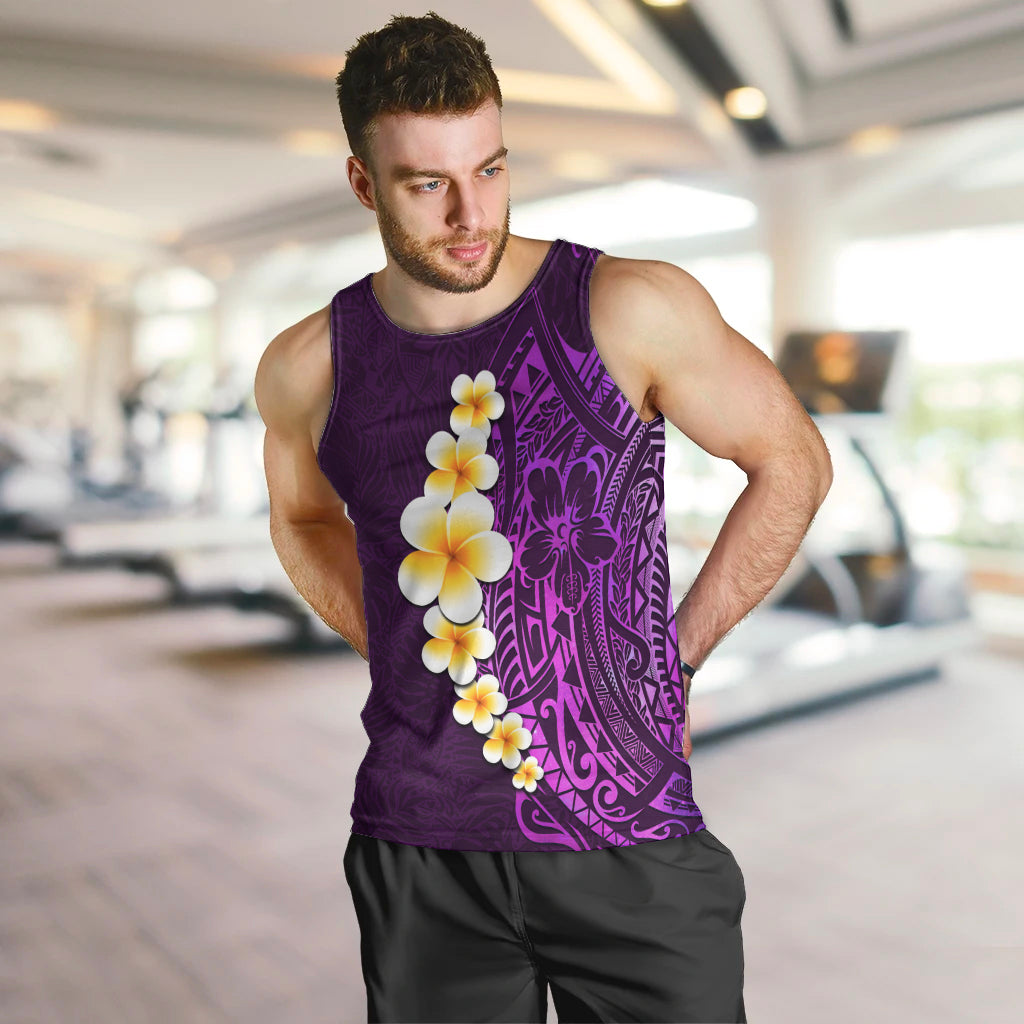 Purple Tropical Plumeria With Galaxy Polynesian Art Men Tank Top - Wonder Print Shop