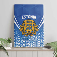 Blue Estonia canvas wall art featuring coat of arms and “YOU N TE X T” text
