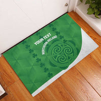Green rubber doormat with Northern Ireland emblem, custom text, and white side