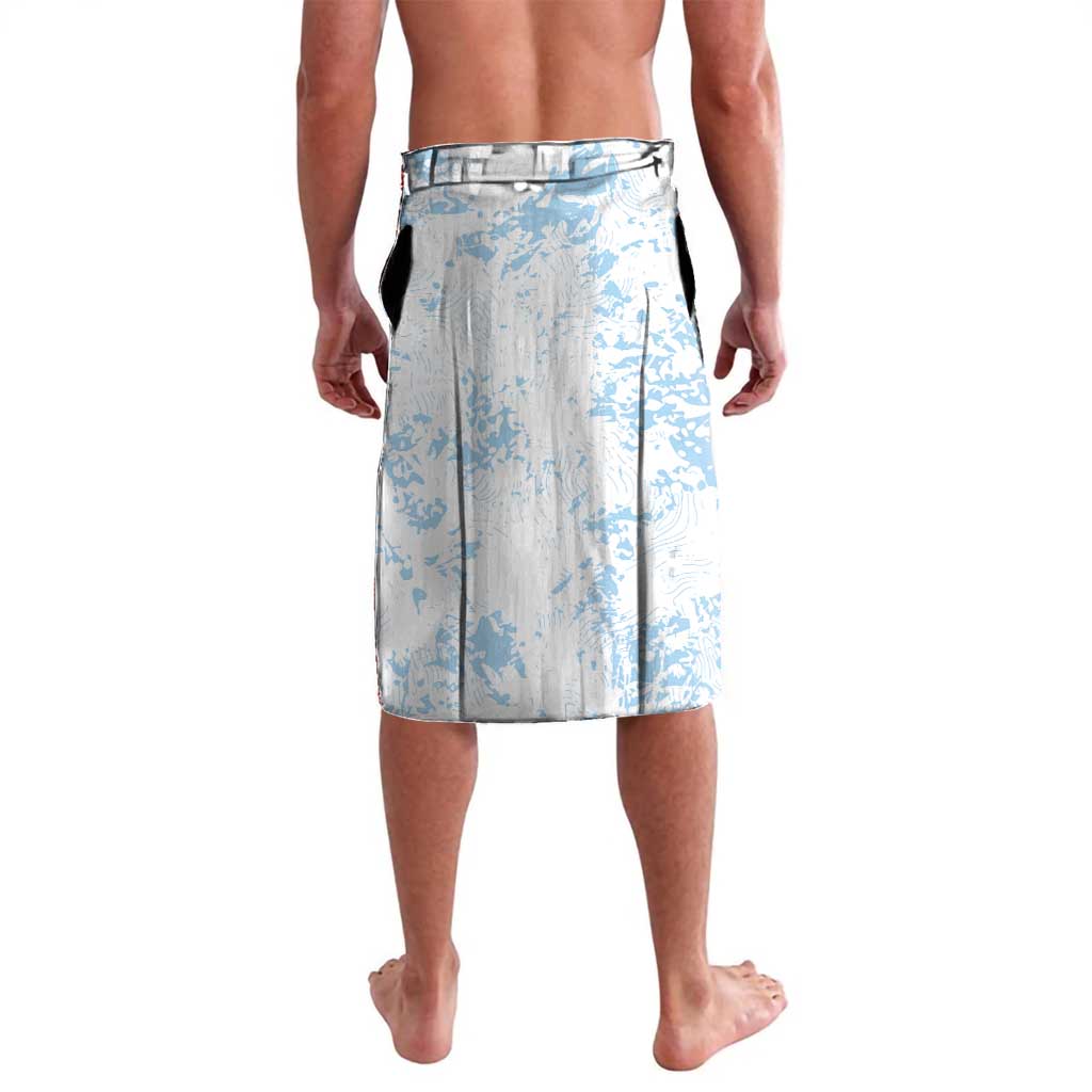 White and blue abstract printed shorts with elastic waistband and side panels
