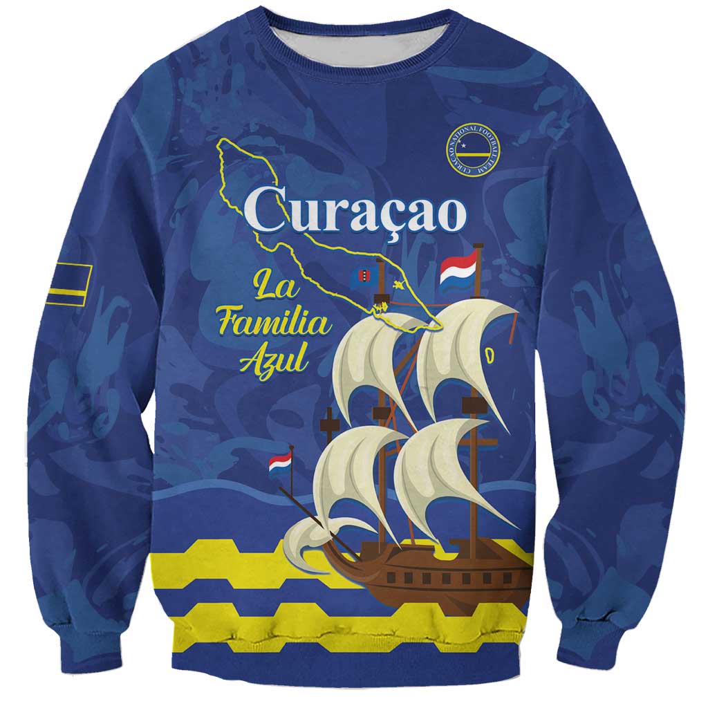 Custom Curacao Football Sweatshirt La Familia Azul