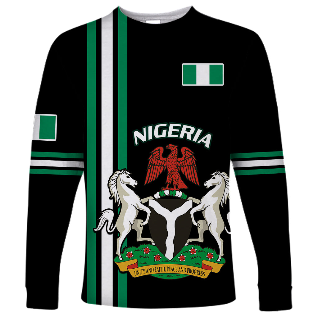 Nigeria Long Sleeve Shirt Nigeria Coat Of Arms Simple Style - Wonder Print Shop