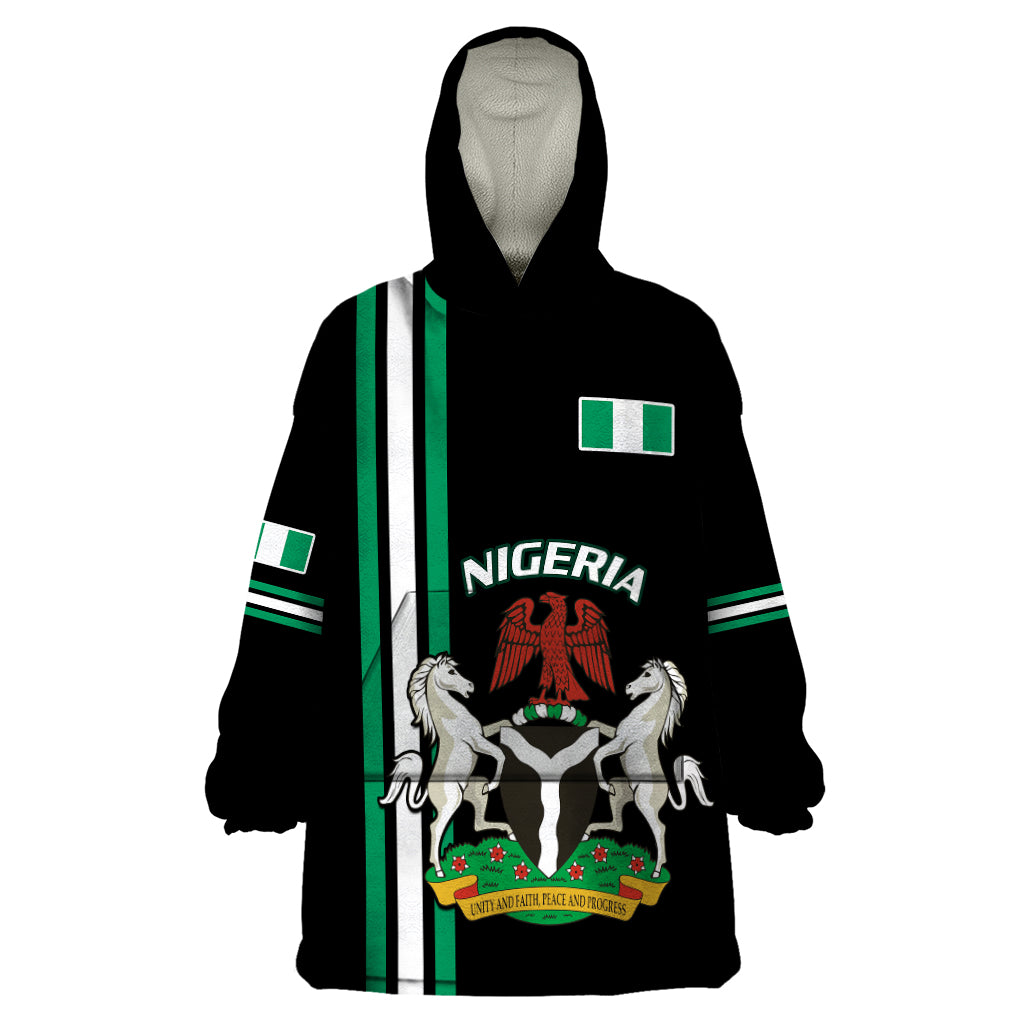 Nigeria Wearable Blanket Hoodie Nigeria Coat Of Arms Simple Style - Wonder Print Shop