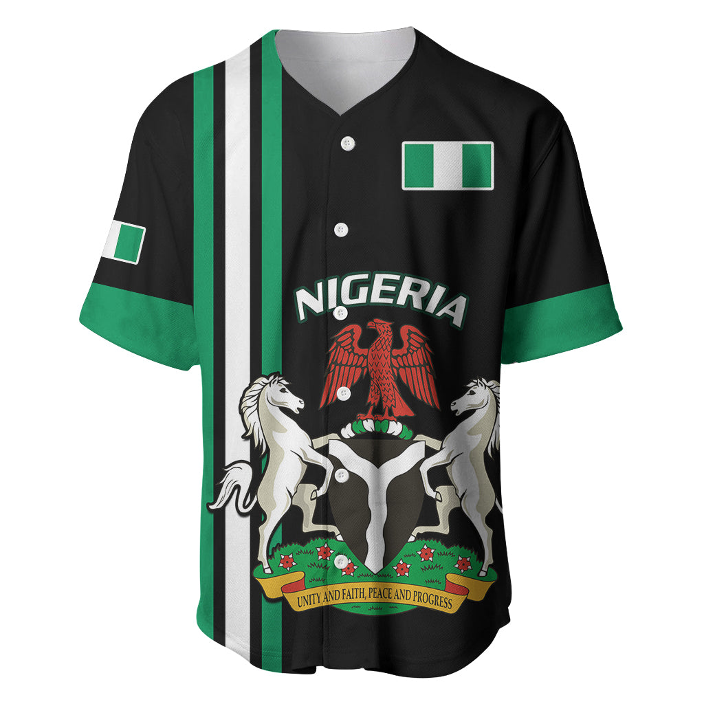 Personalised Nigeria Baseball Jersey Nigeria Coat Of Arms Simple Style - Wonder Print Shop