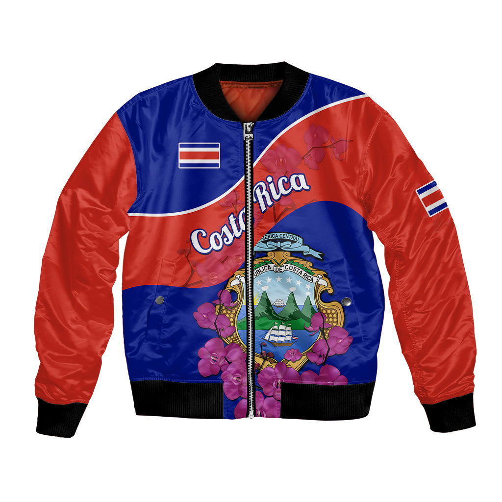 Personalised Costa Rica Bomber Jacket Coat Of Arms Mix Purple Orchid - Wonder Print Shop