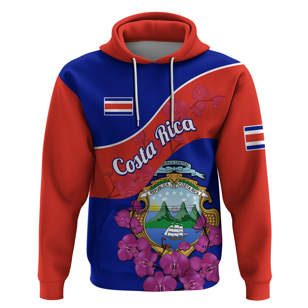 Personalised Costa Rica Hoodie Coat Of Arms Mix Purple Orchid - Wonder Print Shop