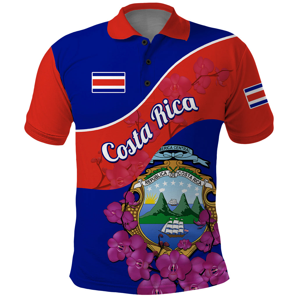 Personalised Costa Rica Polo Shirt Coat Of Arms Mix Purple Orchid - Wonder Print Shop