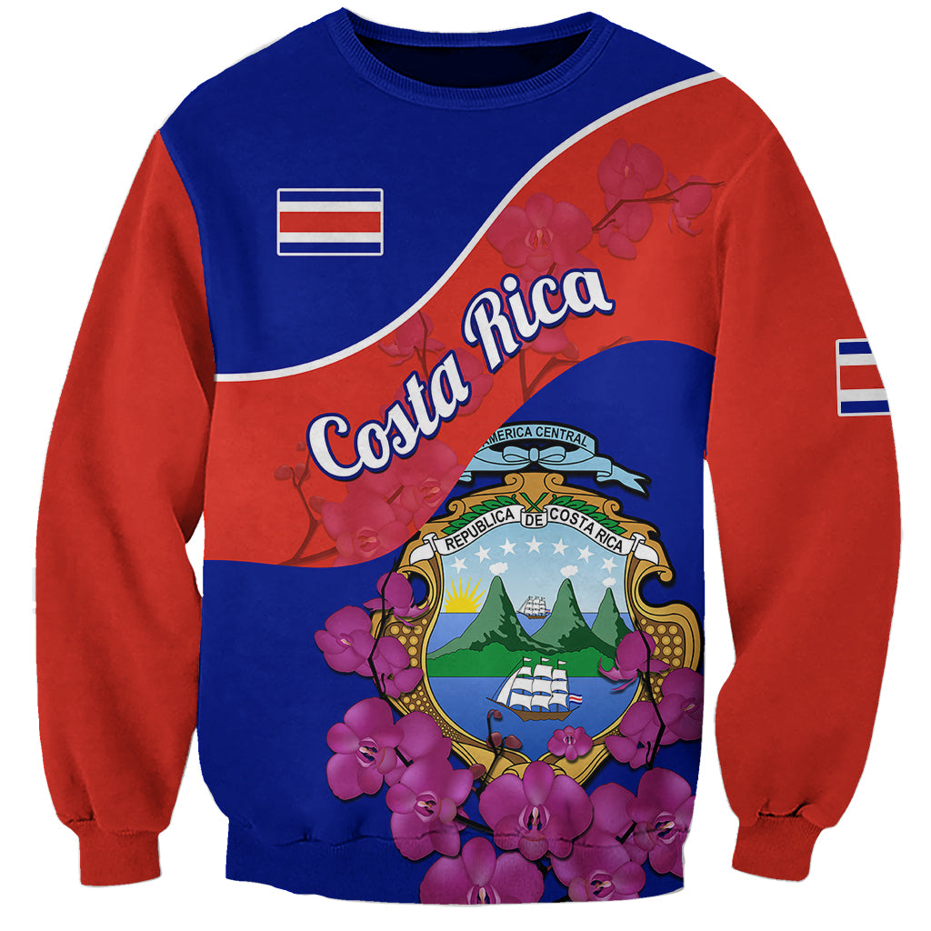 Personalised Costa Rica Sweatshirt Coat Of Arms Mix Purple Orchid - Wonder Print Shop