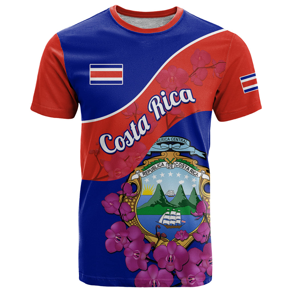 Personalised Costa Rica T Shirt Coat Of Arms Mix Purple Orchid - Wonder Print Shop