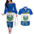 El Salvador Couples Matching Off The Shoulder Long Sleeve Dress and Hawaiian Shirt Coat Of Arms Mix Flor De Izote - Wonder Print Shop