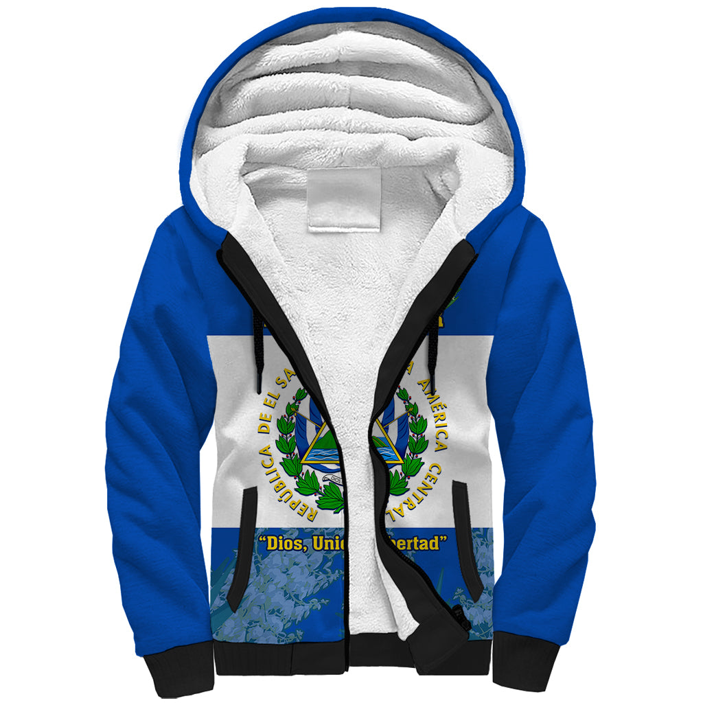 El Salvador Sherpa Hoodie Coat Of Arms Mix Flor De Izote - Wonder Print Shop