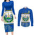 Custom El Salvador Couples Matching Long Sleeve Bodycon Dress and Long Sleeve Button Shirts Coat Of Arms Mix Flor De Izote - Wonder Print Shop