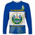 Custom El Salvador Long Sleeve Shirt Coat Of Arms Mix Flor De Izote - Wonder Print Shop