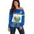 Custom El Salvador Off Shoulder Sweater Coat Of Arms Mix Flor De Izote - Wonder Print Shop