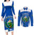 El Salvador Independence Day Couples Matching Long Sleeve Bodycon Dress and Long Sleeve Button Shirts Torogoz With Coat Of Arms Proud - Wonder Print Shop