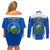 El Salvador Independence Day Couples Matching Off Shoulder Short Dress and Long Sleeve Button Shirts Torogoz With Coat Of Arms Proud - Wonder Print Shop