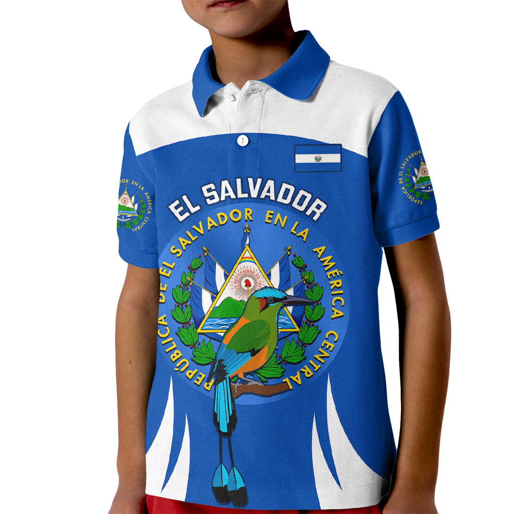 El Salvador Independence Day Kid Polo Shirt Torogoz With Coat Of Arms Proud - Wonder Print Shop