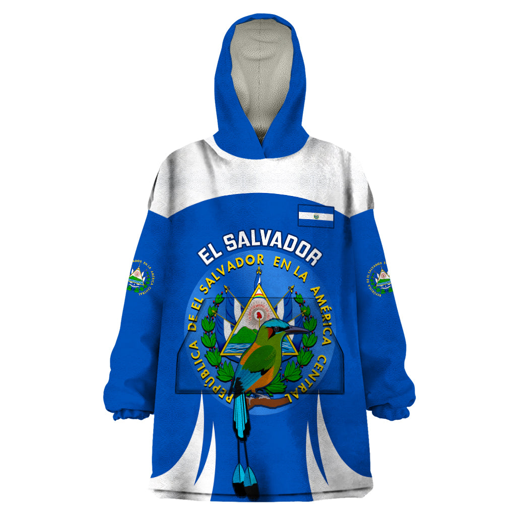 El Salvador Independence Day Wearable Blanket Hoodie Torogoz With Coat Of Arms Proud - Wonder Print Shop