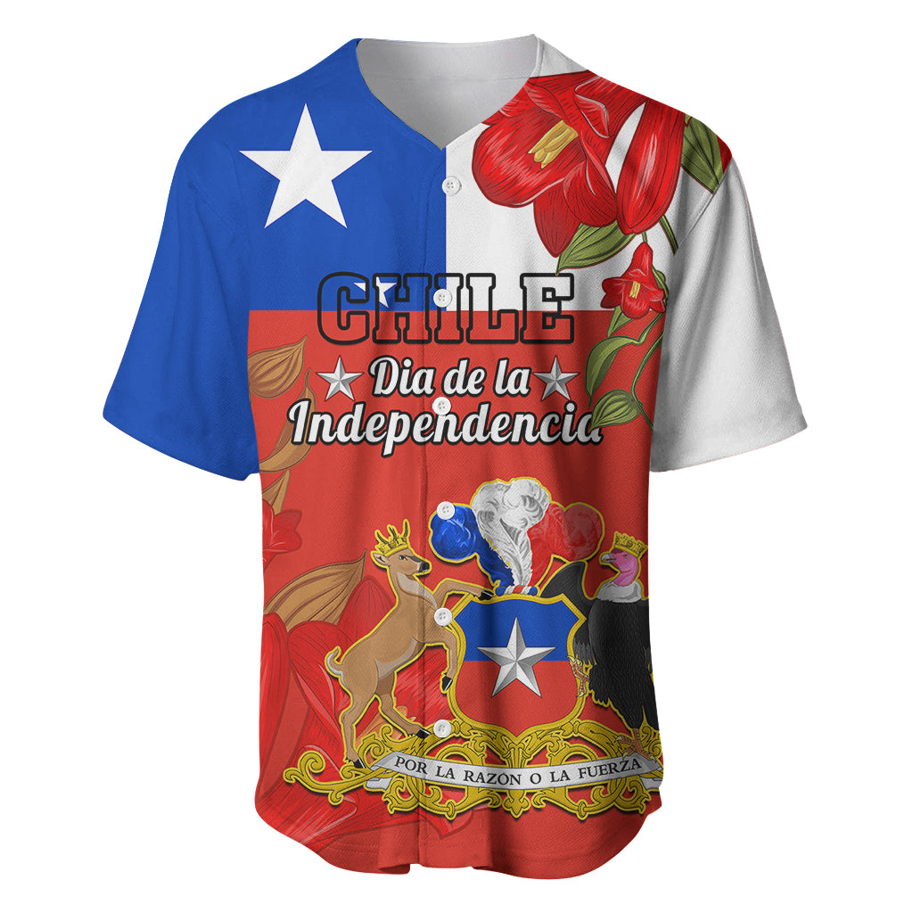 Chile Independence Day Baseball Jersey Chilean Copihue Felices Fiestas Patrias - Wonder Print Shop