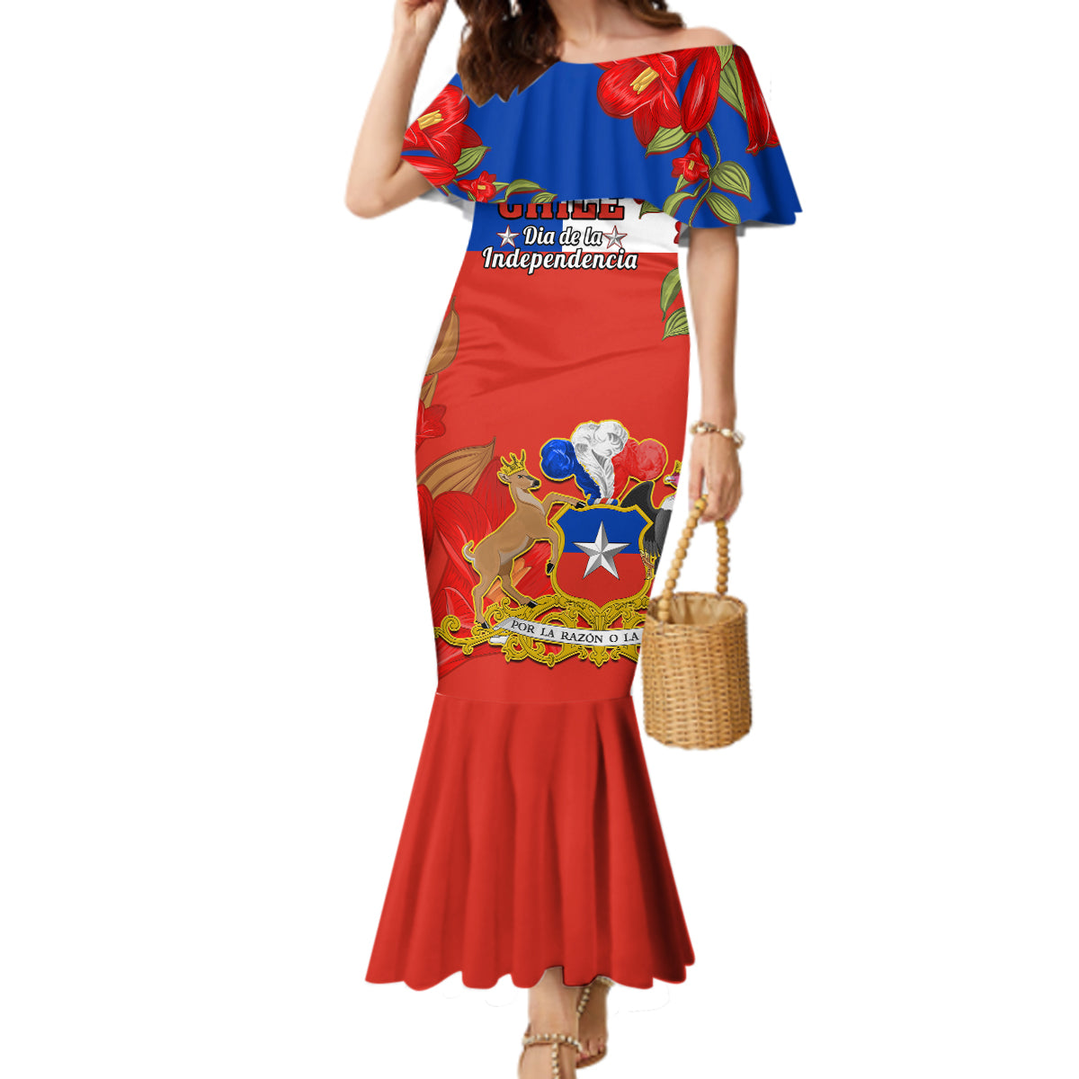 Chile Independence Day Mermaid Dress Chilean Copihue Felices Fiestas Patrias - Wonder Print Shop