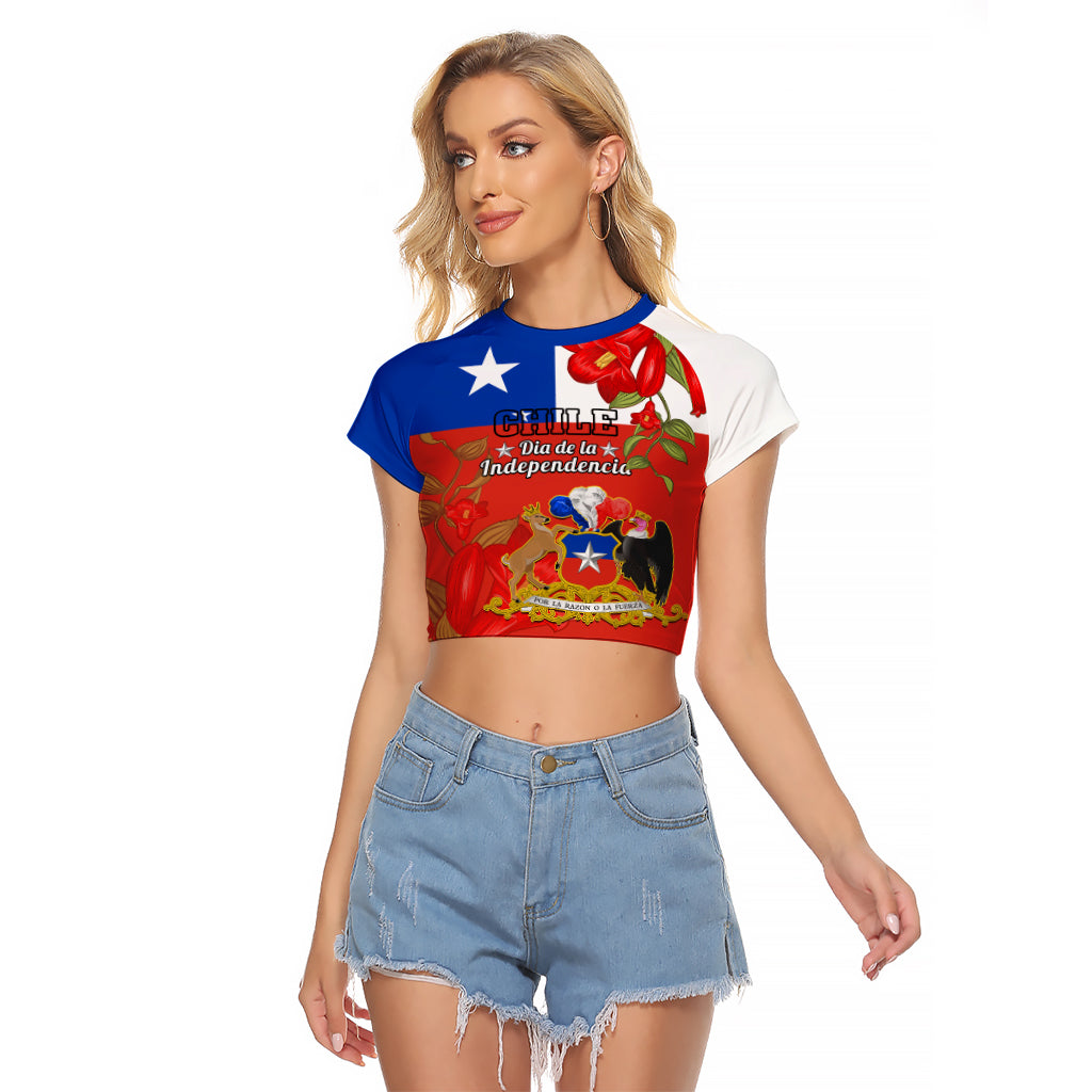 Chile Independence Day Raglan Cropped T Shirt Chilean Copihue Felices Fiestas Patrias - Wonder Print Shop