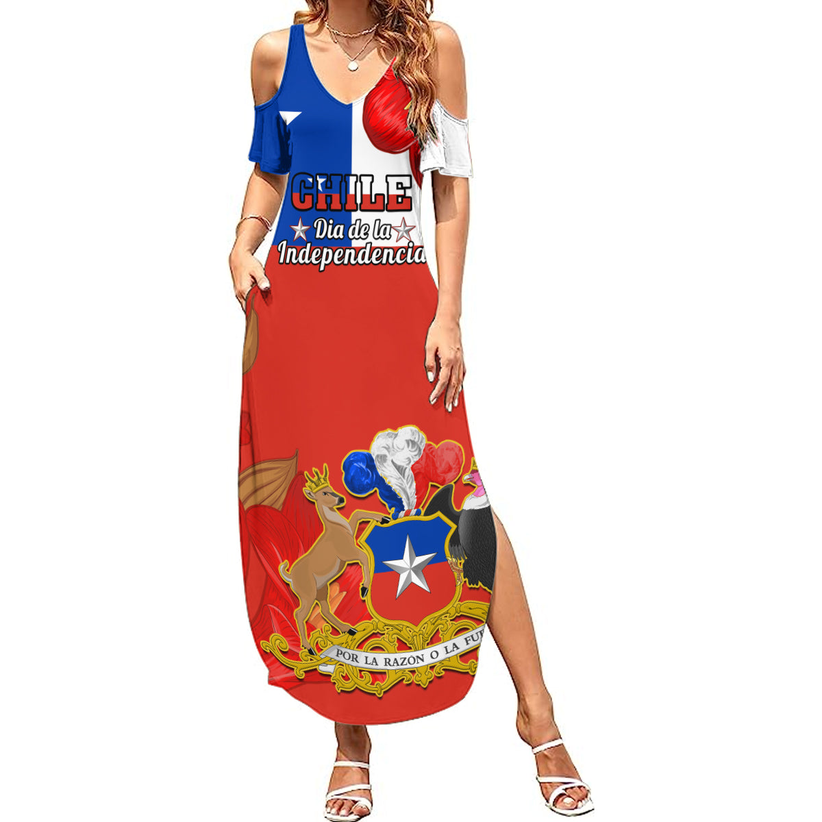 Chile Independence Day Summer Maxi Dress Chilean Copihue Felices Fiestas Patrias - Wonder Print Shop