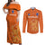 Netherlands Football Couples Matching Off Shoulder Maxi Dress and Long Sleeve Button Shirts Go Oranje 2023 World Cup - Wonder Print Shop