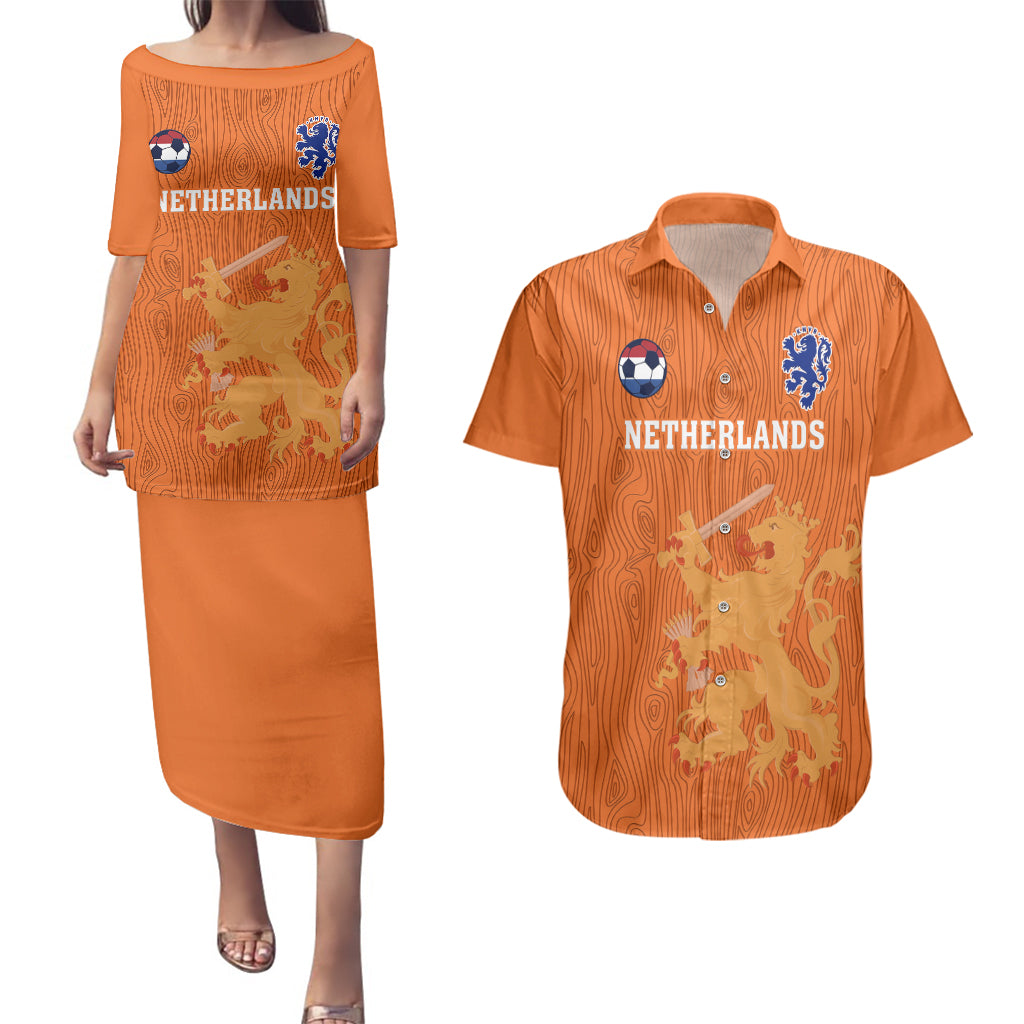 Netherlands Football Couples Matching Puletasi Dress and Hawaiian Shirt Go Oranje 2023 World Cup - Wonder Print Shop