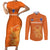 Netherlands Football Couples Matching Short Sleeve Bodycon Dress and Long Sleeve Button Shirts Go Oranje 2023 World Cup - Wonder Print Shop