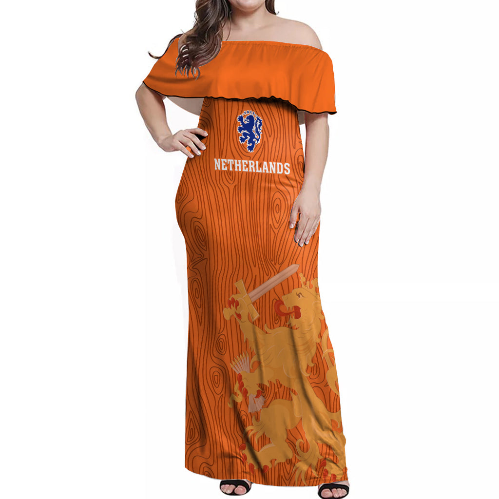 Netherlands Football Off Shoulder Maxi Dress Go Oranje 2023 World Cup - Wonder Print Shop