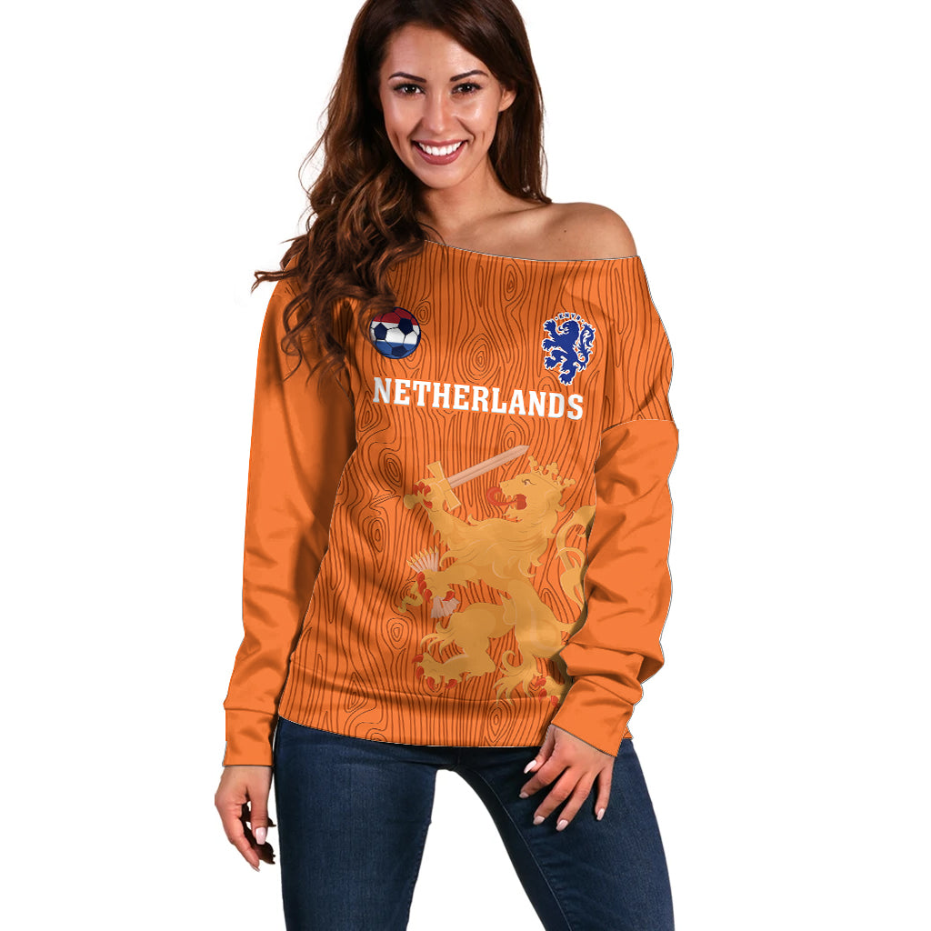 Netherlands Football Off Shoulder Sweater Go Oranje 2023 World Cup - Wonder Print Shop