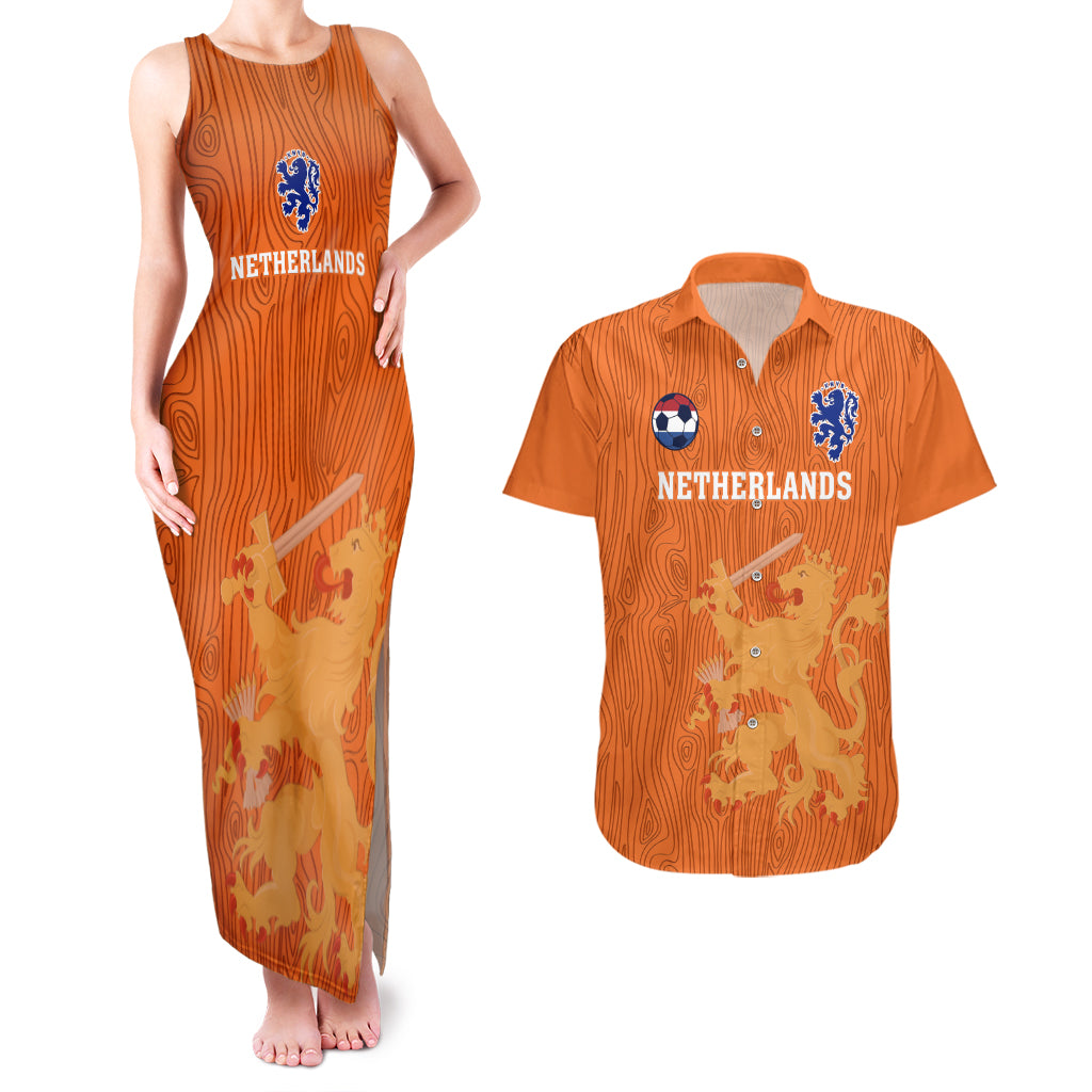 Custom Netherlands Football Couples Matching Tank Maxi Dress And Hawaiian Shirt Go Oranje 2023 World Cup - Wonder Print Shop