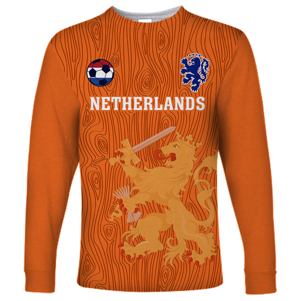 Custom Netherlands Football Long Sleeve Shirt Go Oranje 2023 World Cup - Wonder Print Shop