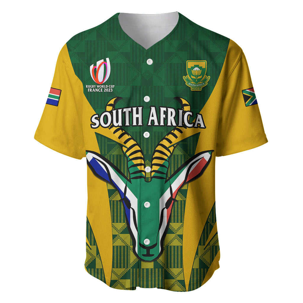 South Africa Rugby Baseball Jersey Go Springboks Kente Pattern With Bokke - Wonder Print Shop