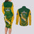 South Africa Rugby Couples Matching Long Sleeve Bodycon Dress and Long Sleeve Button Shirts Go Springboks Kente Pattern With Bokke - Wonder Print Shop