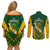 South Africa Rugby Couples Matching Off Shoulder Short Dress and Long Sleeve Button Shirts Go Springboks Kente Pattern With Bokke - Wonder Print Shop