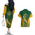 South Africa Rugby Couples Matching Off The Shoulder Long Sleeve Dress and Hawaiian Shirt Go Springboks Kente Pattern With Bokke - Wonder Print Shop