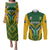 South Africa Rugby Couples Matching Puletasi Dress and Long Sleeve Button Shirts Go Springboks Kente Pattern With Bokke - Wonder Print Shop