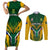 South Africa Rugby Couples Matching Short Sleeve Bodycon Dress and Long Sleeve Button Shirts Go Springboks Kente Pattern With Bokke - Wonder Print Shop