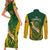 South Africa Rugby Couples Matching Short Sleeve Bodycon Dress and Long Sleeve Button Shirts Go Springboks Kente Pattern With Bokke - Wonder Print Shop