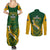 South Africa Rugby Couples Matching Summer Maxi Dress and Long Sleeve Button Shirts Go Springboks Kente Pattern With Bokke - Wonder Print Shop